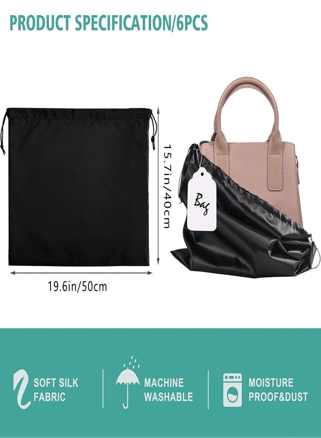 AOFEGRLT 6 Pack Purse Dust Bags Large Silk Drawstring Dust Bag Cover for Handbag Shoe Storage(Black, M-19.6 × 15.7 in) - Image 2